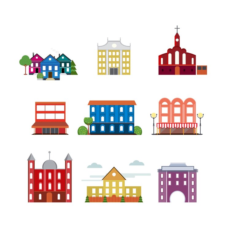 Vector gratuito colección city urban buildings