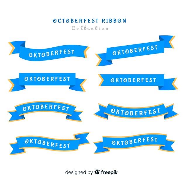 Colección clásica de cintas de oktoberfest con diseño plano