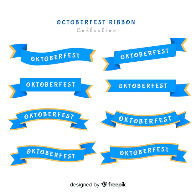 Colección clásica de cintas de oktoberfest con diseño plano