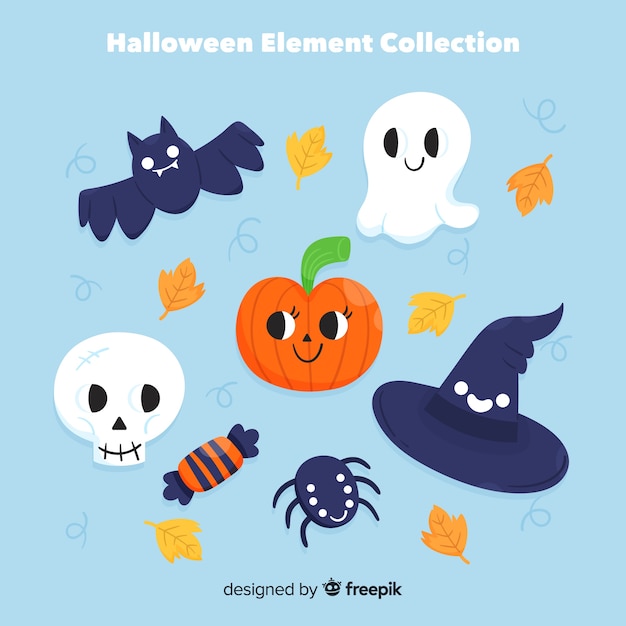 Colección clásica de elementos de halloween dibujados a mano