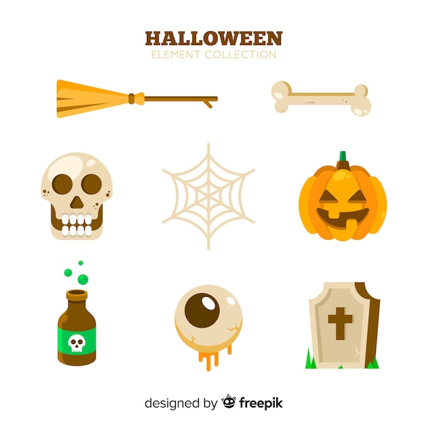 Vector gratuito colección clásica de elementos de halloween dibujados a mano