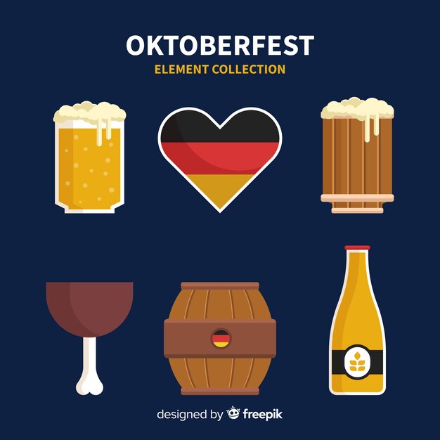 Colección clásica de elementos de oktoberfest con diseño plano