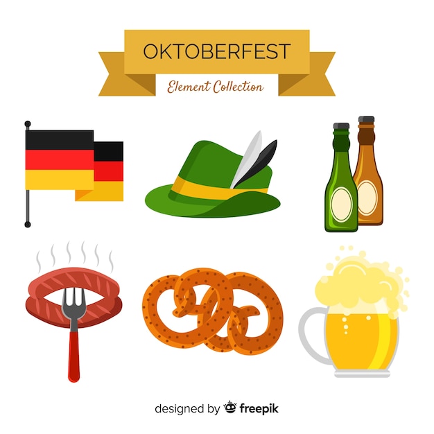 Colección clásica de elementos del oktoberfest con diseño plano