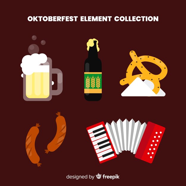 Colección clásica de elementos del oktoberfest con diseño plano