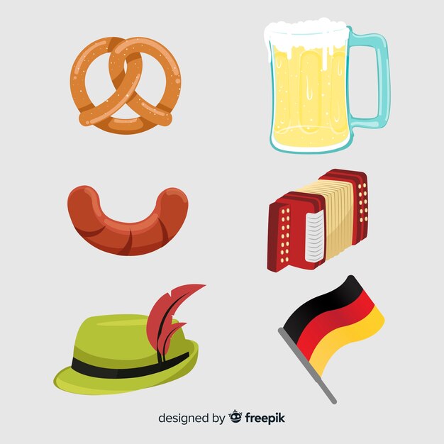 Colección clásica de elementos del oktoberfest con diseño plano