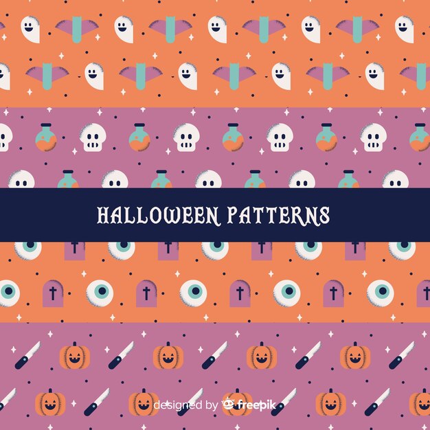 Colección clásica de patrones de halloween con diseño plano
