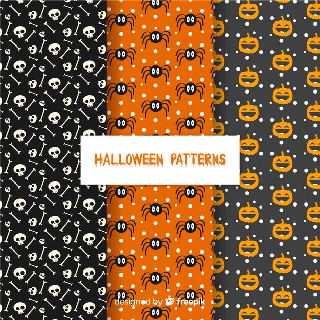 Colección clásica de patrones de halloween con diseño plano