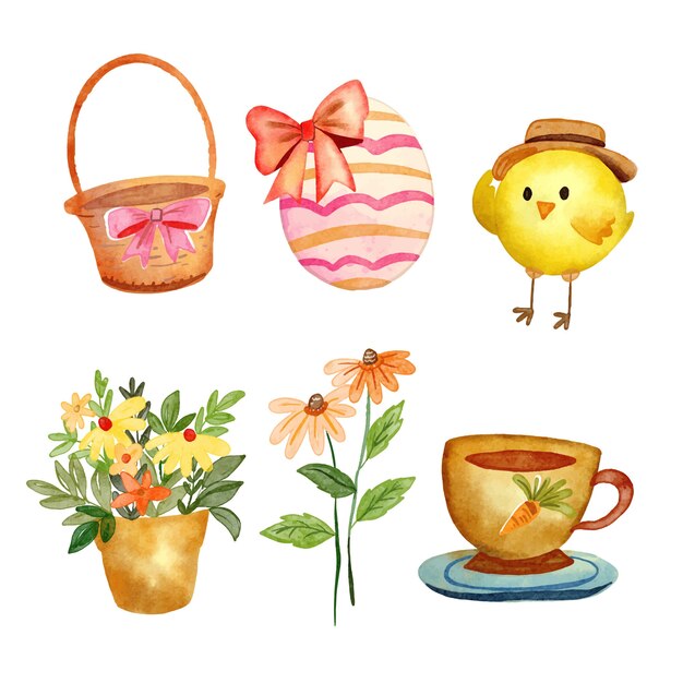 Colección de cliparts de pascua en acuarela