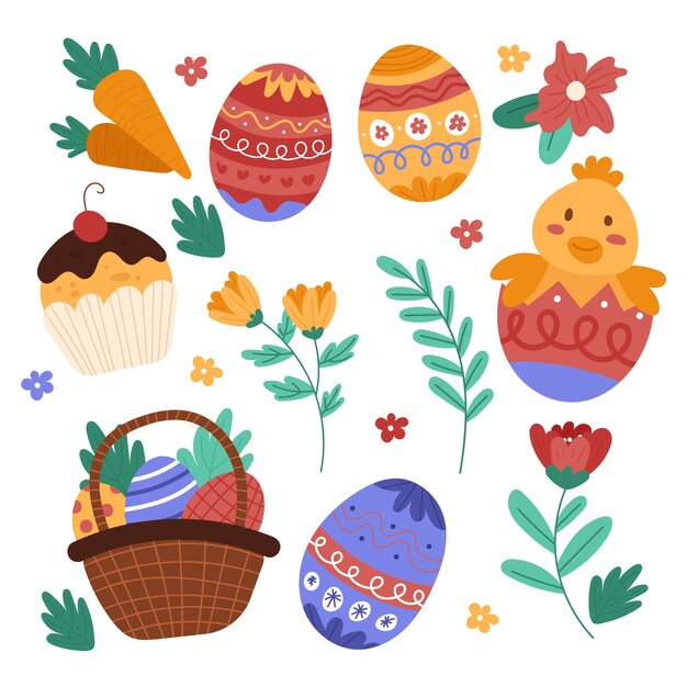 Colección de cliparts de pascua dibujados a mano