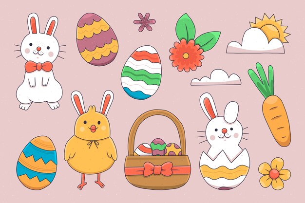 Colección de cliparts de pascua dibujados a mano