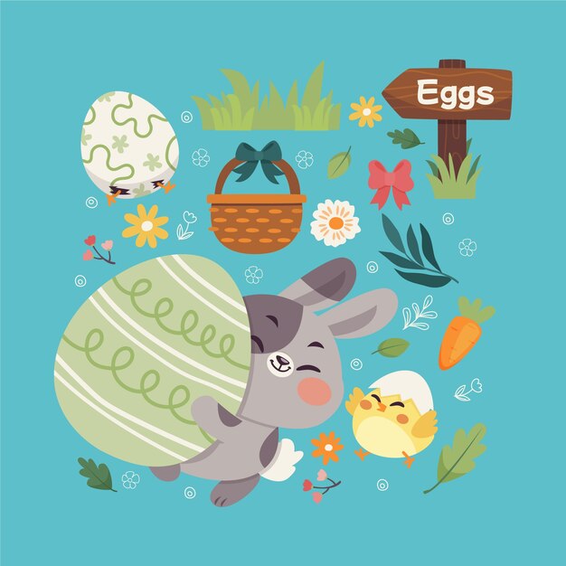 Colección de cliparts de pascua dibujados a mano