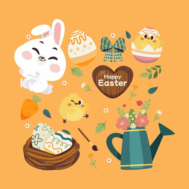 Colección de cliparts de pascua dibujados a mano