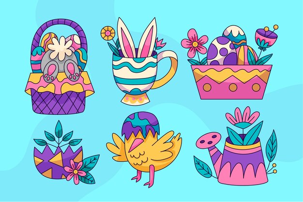 Colección de cliparts de pascua dibujados a mano