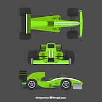 Vector gratuito colección de coche verde de formula 1