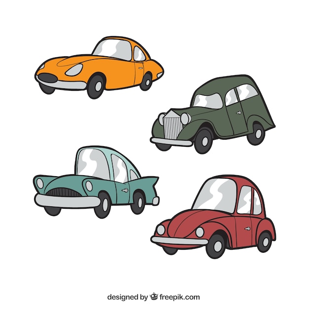 Vector gratuito colección de coches clásicos