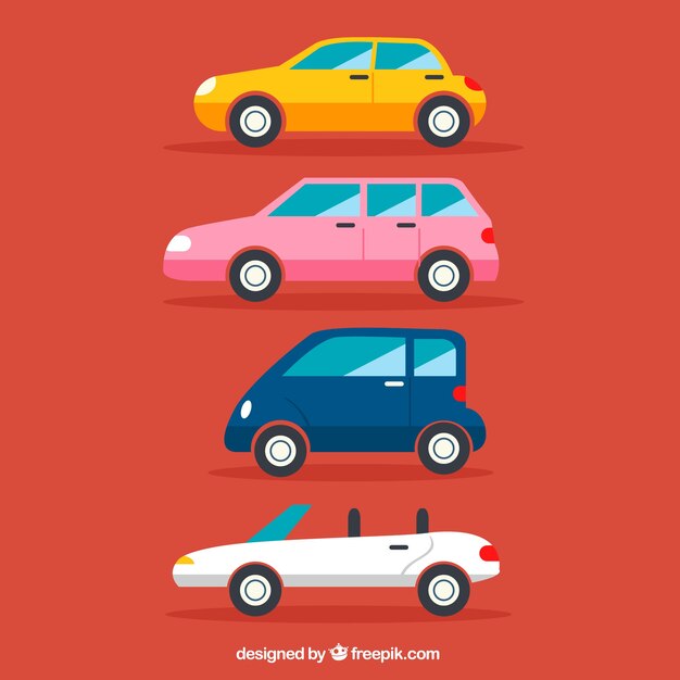 Colección de coches de colores 
