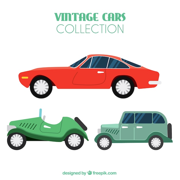 Vector gratuito colección de coches vintage