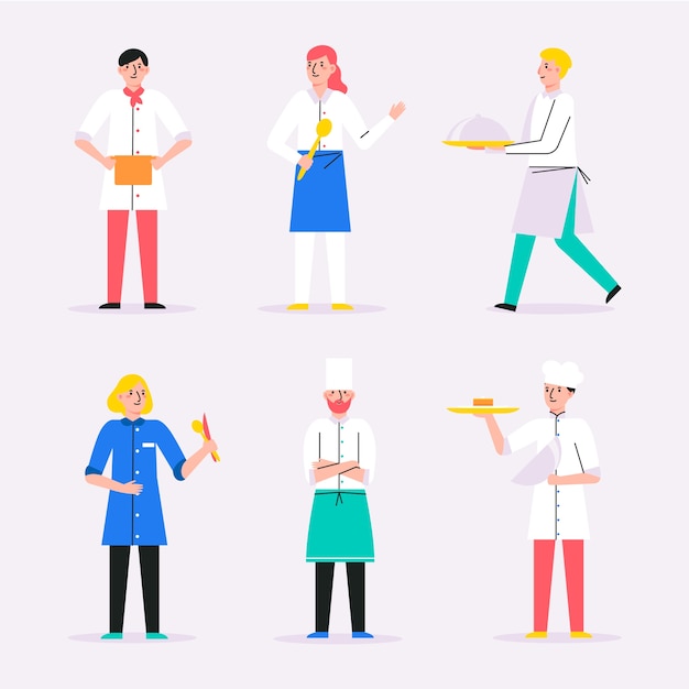 Vector gratuito colección de cocineros ilustrados