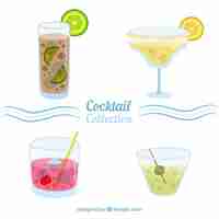 Vector gratuito colección de cocktails con diseño plano