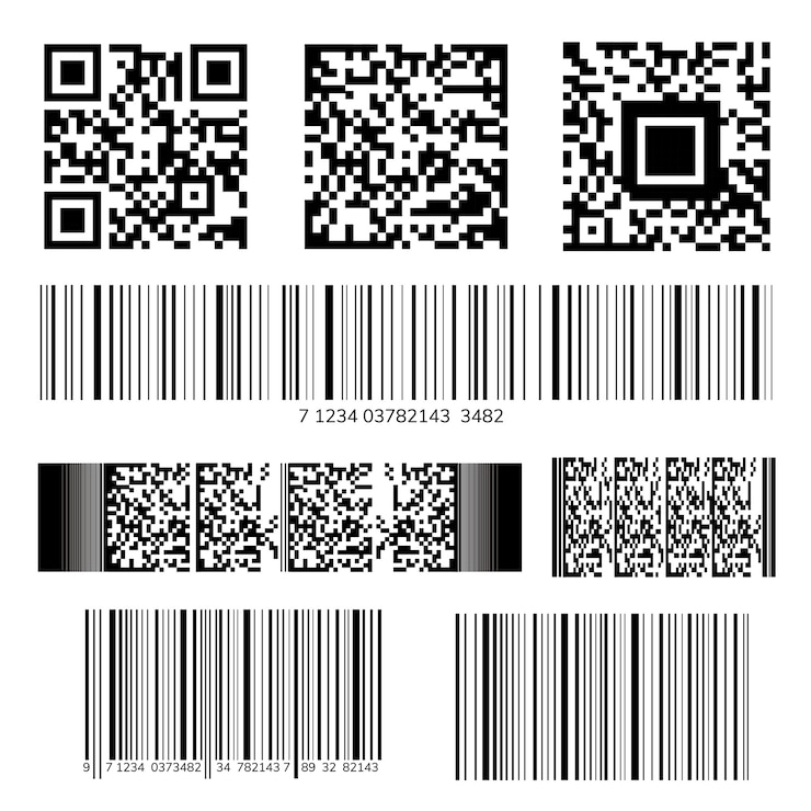 Vector gratuito colección de códigos de barras y códigos qr.