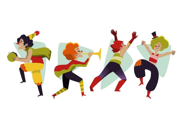 Colección colorida de bailarines de carnaval