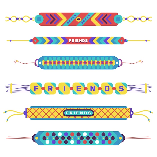 Colección colorida de bandas de la amistad