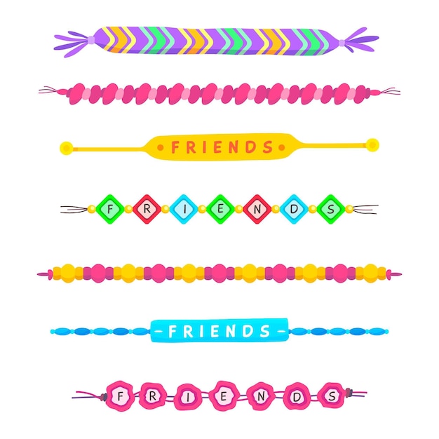Vector gratuito colección colorida de bandas de la amistad
