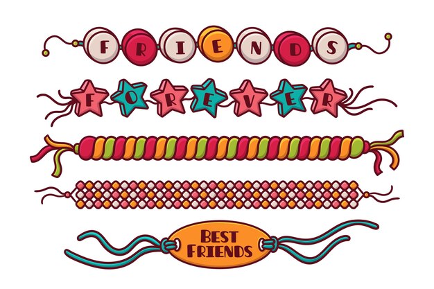 Colección colorida de bandas de la amistad