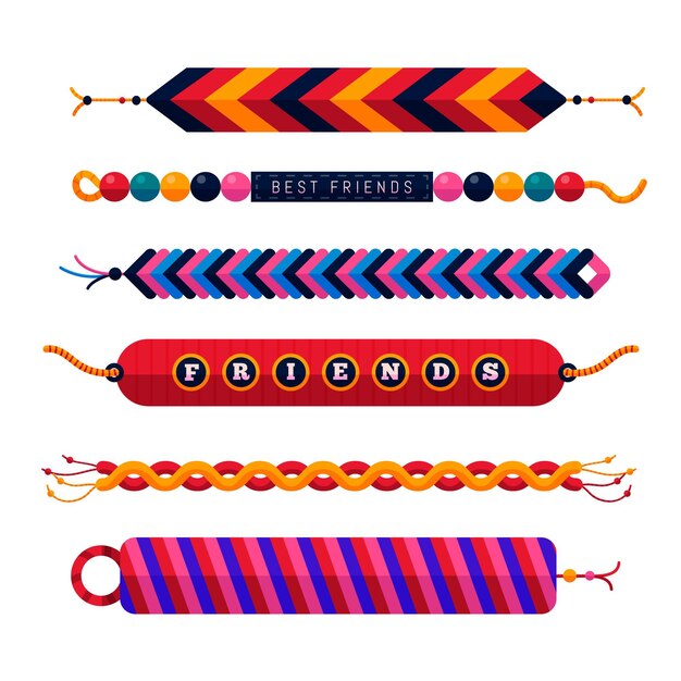 Colección colorida de bandas de la amistad