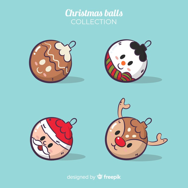 Vector gratuito colección colorida de bolas de navidad dibujadas a mano