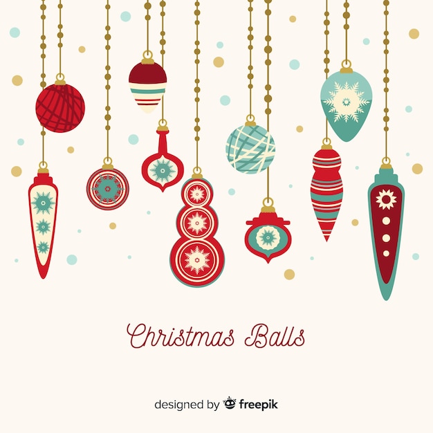 Colección colorida de bolas de navidad con diseño plano