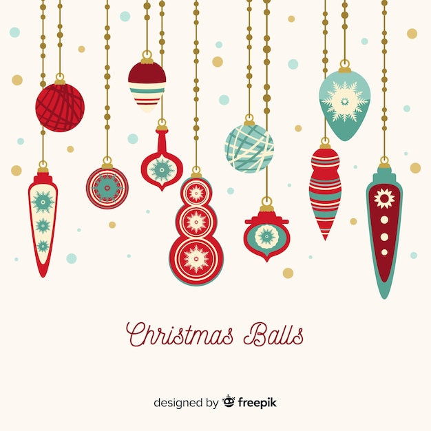 Vector gratuito colección colorida de bolas de navidad con diseño plano