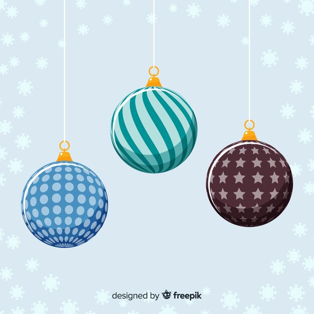 Vector gratuito colección colorida de bolas de navidad con diseño plano