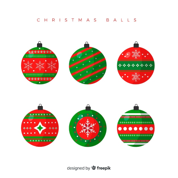 Colección colorida de bolas de navidad con diseño plano