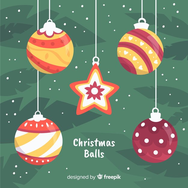Colección colorida de bolas de navidad con diseño plano