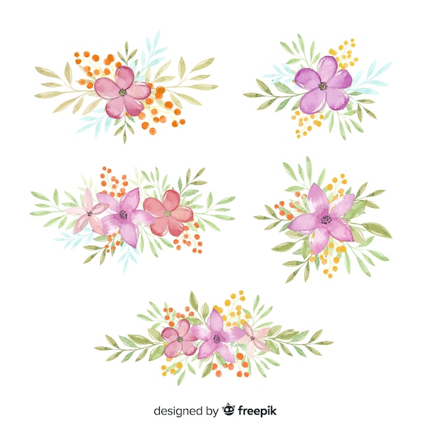 Vector gratuito colección colorida de bouquet floral