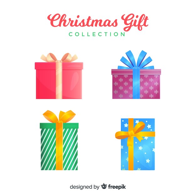 Colección colorida de cajas de regalos de navidad