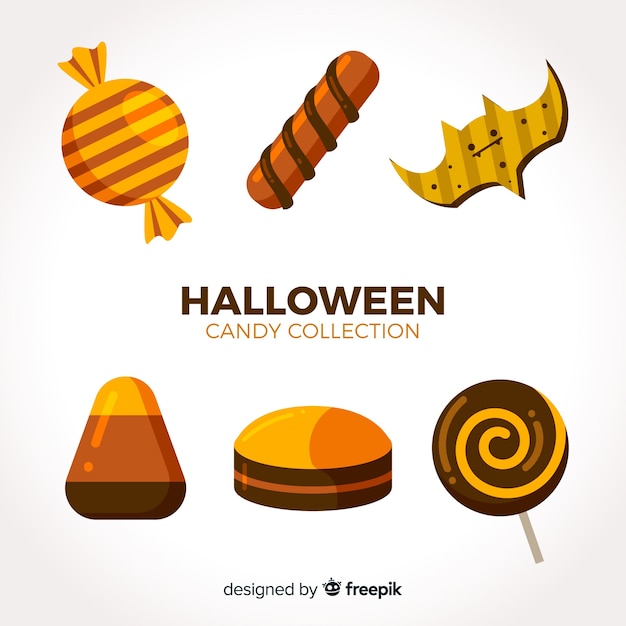 Colección colorida de caramelos de halloween con diseño plano