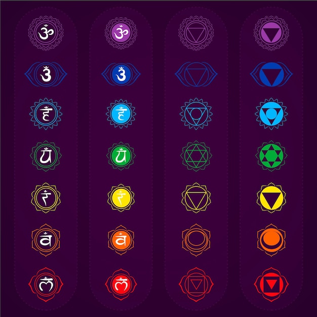 Vector gratuito colección colorida de chakras