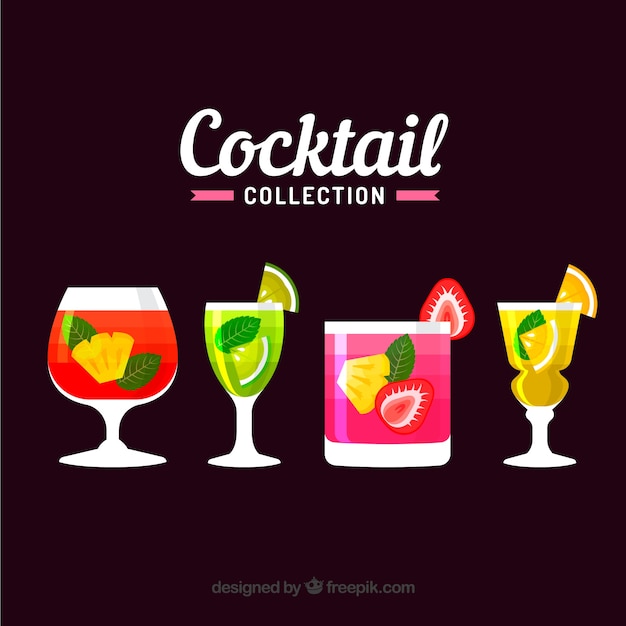 Colección colorida de cócteles con diseño plano