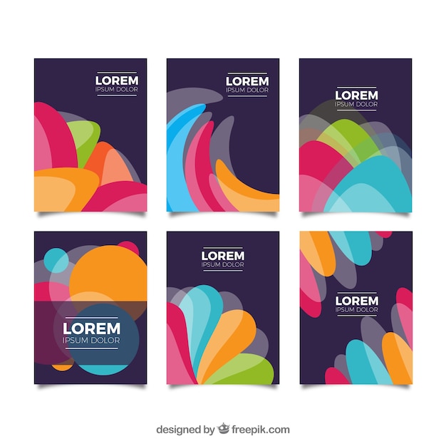 Colección colorida de covers con formas onduladas