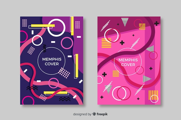 Colección colorida de cubiertas de memphis