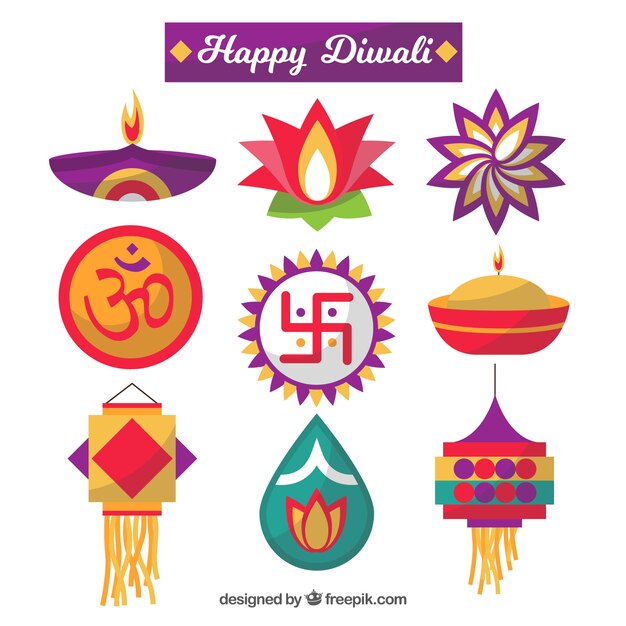 Colección colorida de diwali