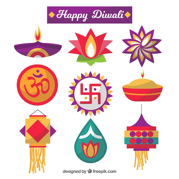 Colección colorida de diwali
