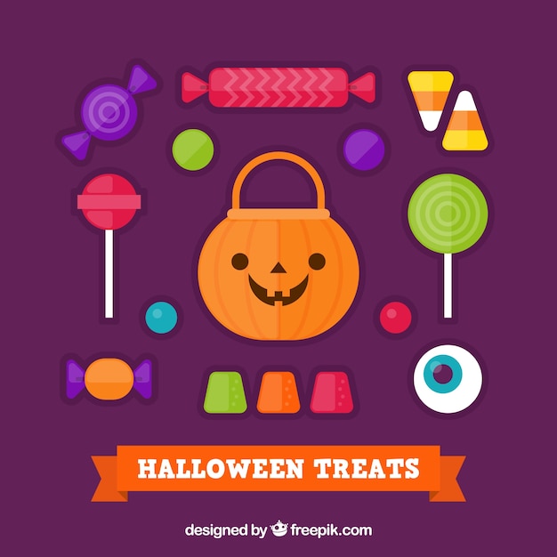 Vector gratuito colección colorida de dulces de halloween