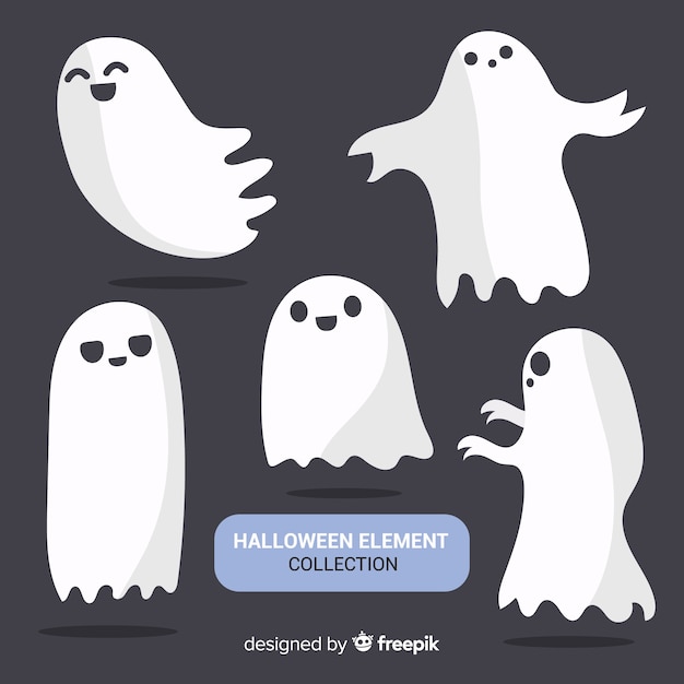 Colección colorida de elementos de halloween con diseño plano