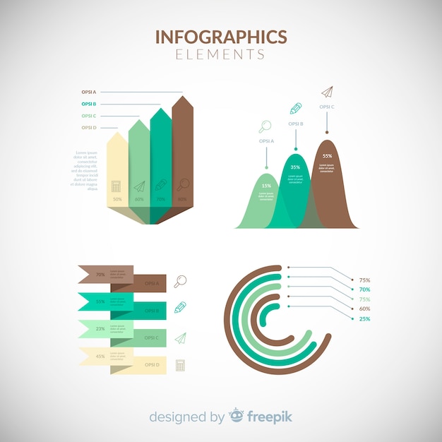 Vector gratuito colección colorida de elementos de infografía con diseño plano