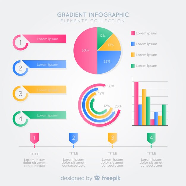 Colección colorida de elementos de infografía con diseño plano