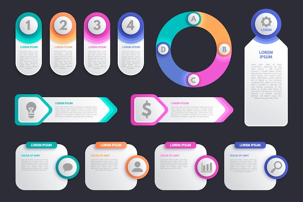 Colección colorida de elementos infográficos