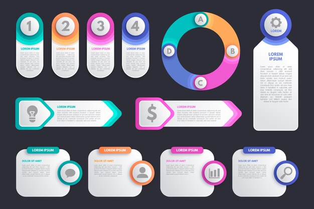 Colección colorida de elementos infográficos